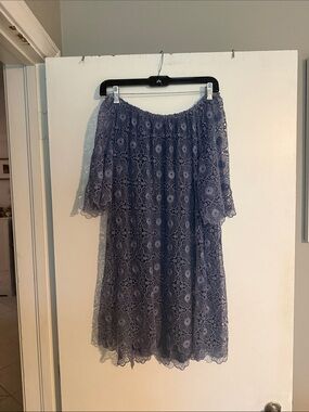 Cherish Dusty Purple Lace Off-Shoulder Midi Dress